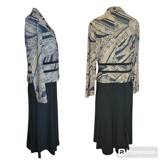 R & M Richards Petite women's jacket dress set, 10P, Black/Tan, GUC - Picture 3 of 9